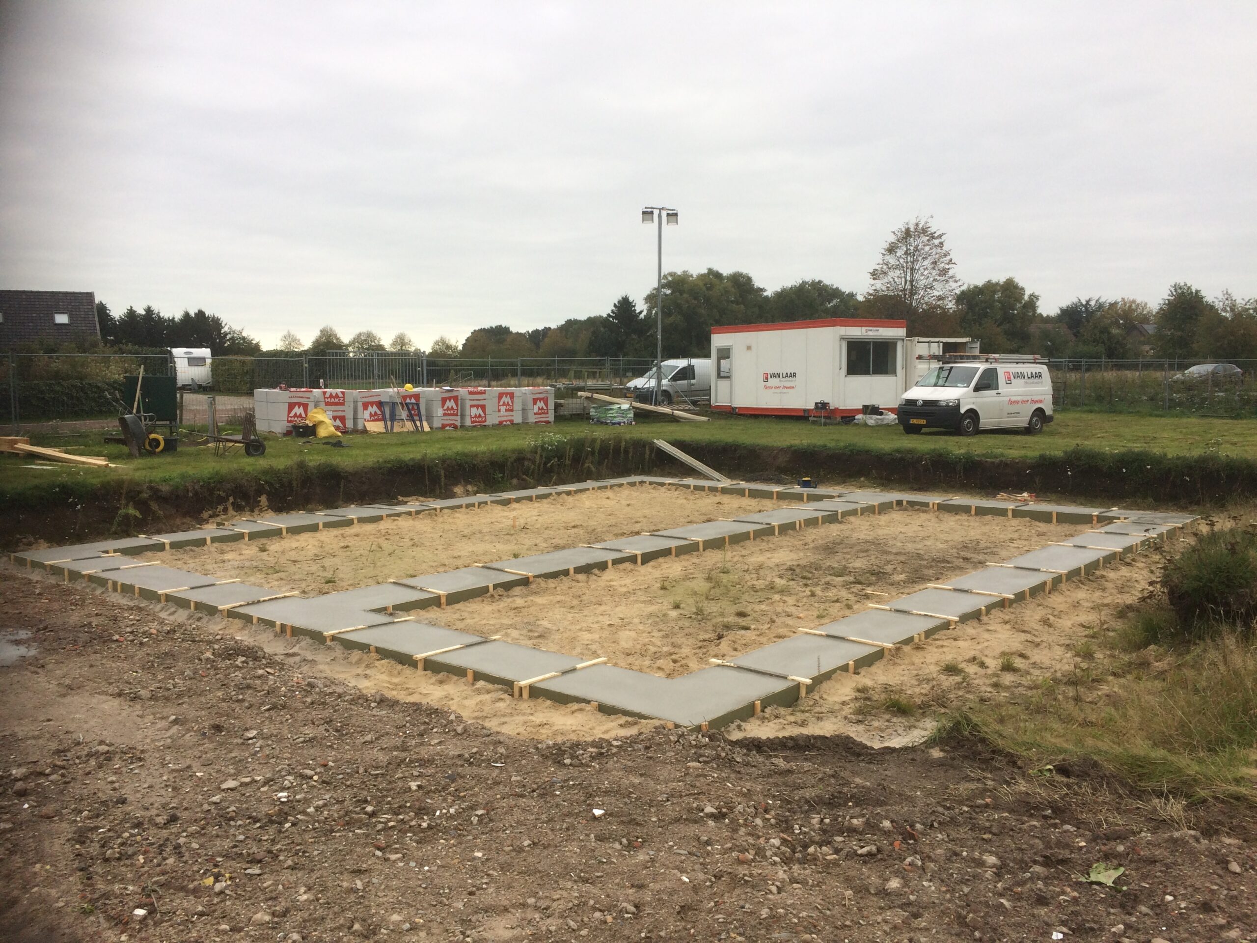 Fundering van de vrijstaande woning.